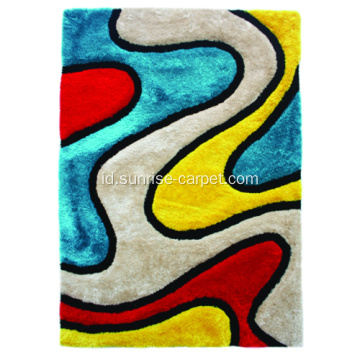 Polyester mix Shaggy Rug 3D design dengan Multi Color